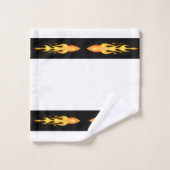 オレンジモダン色の黄色の炎オンブラック&ホワイト バスタオルセット (ウォッシュタオル)