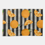 オレンジモダン色の黒と白のストライプ キッチンタオル (横)