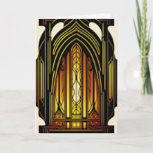 オレンジモダン色アールヌーボーステンドグラス サンキューカード (正面)