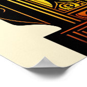 オレンジモダン色アールヌーボーステンドグラス ポスター (角)