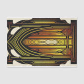 オレンジモダン色アールヌーボーステンドグラス 薄葉紙 (正面)