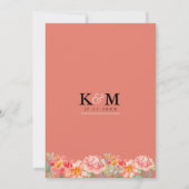 オレンジモダン色コーラルピンクフローラエレガントな結婚式 招待状 (裏面)