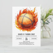 オレンジモダン色バスケ誕生日 招待状 (スタンド正面)