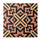 オレンジモダン色ピンク黒モザイク模様 タイル (正面)