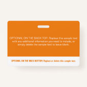 オレンジモダン色ブロックプロフェッショナルの写真名 バッジ (裏面)