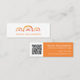 オレンジモダン色レインボー水色QRコード スキニー名刺