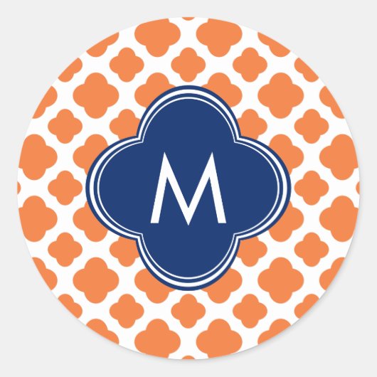 オレンジモノグラムのとブ王室のルークローバー ラウンドシール (正面)