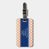 オレンジモノグラムのとブ王室のルークローバー ラゲッジタグ (正面縦)