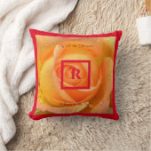 オレンジモノグラムの色の黄縁ど色 クッション (ブランケット)