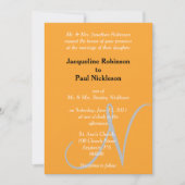 オレンジモノグラムサンセットハート 招待状 (正面)