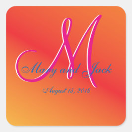 オレンジモノグラムサンセット スクエアシール