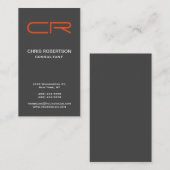 オレンジモノグラムユニークグモダンレイ名刺 名刺 (正面/裏面)