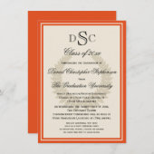 オレンジモノグラムローレルクラシックカレッジ卒業 招待状 (正面/裏面)