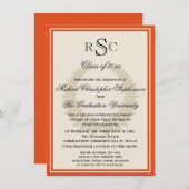 オレンジモノグラムローレルクラシックカレッジ卒業 招待状 (正面/裏面)