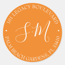 オレンジモノグラム結婚差出人住所 ラウンドシール