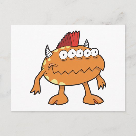 オレンジモヒカンのモンスター 多くの目 ポストカード (正面)
