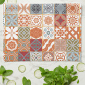 オレンジモロッコタイル キッチンタオル (折り畳み)