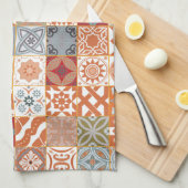 オレンジモロッコタイル キッチンタオル (四つ折り)