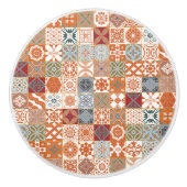 オレンジモロッコタイル セラミックノブ (正面)