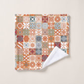 オレンジモロッコタイル バスタオルセット (ウォッシュタオル)