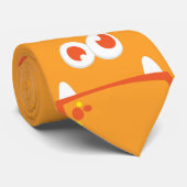 オレンジモンスターかわいい顔メンズネックタイ ネクタイ (ロール)