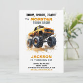 オレンジモンスタートラック誕生日招待状 招待状 (スタンド正面)