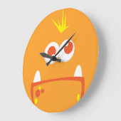 オレンジモンスター顔ウォールクロック ラージ壁時計 (傾斜)