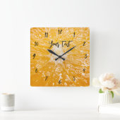 オレンジユニセックス色 スクエア壁時計 (ホーム)