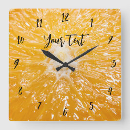 オレンジユニセックス色 スクエア壁時計