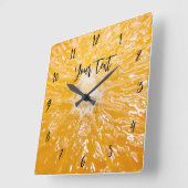 オレンジユニセックス色 スクエア壁時計 (傾斜)