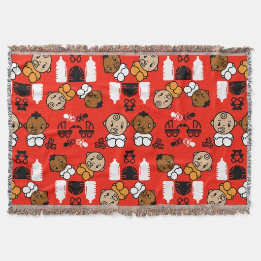 オレンジユニーク新生児ギフト スローブランケット (正面)