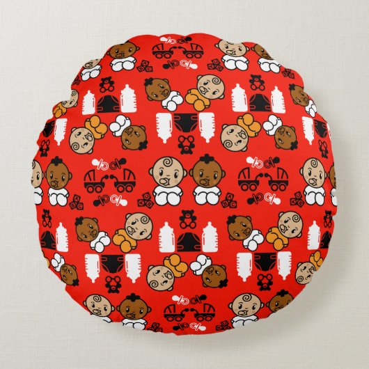 オレンジユニーク新生児ギフト ラウンドクッション (正面)