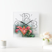 オレンジユリ スクエア壁時計 (ホーム)