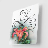 オレンジユリ スクエア壁時計 (傾斜)