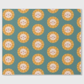 オレンジライオンフラワーグリーンラッピング紙 ラッピングペーパー (フラット)