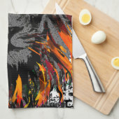 オレンジライオンヘッド – ライオン顔 – ライオンキッチンタオル キッチンタオル (四つ折り)