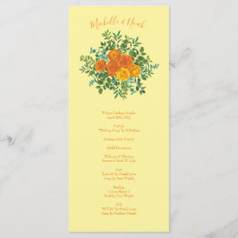 オレンジライトイエロー牡丹バラ結婚式 プログラム