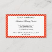 オレンジライトオレンジチェックパターン&編み物 名刺 (裏面)