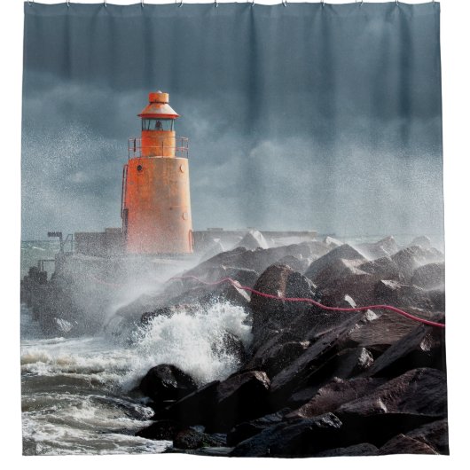 オレンジライトハウスオンロック シャワーカーテン (正面)