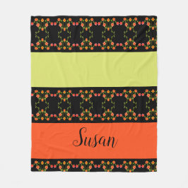 オレンジライムグリーンとブラック フリースブランケット