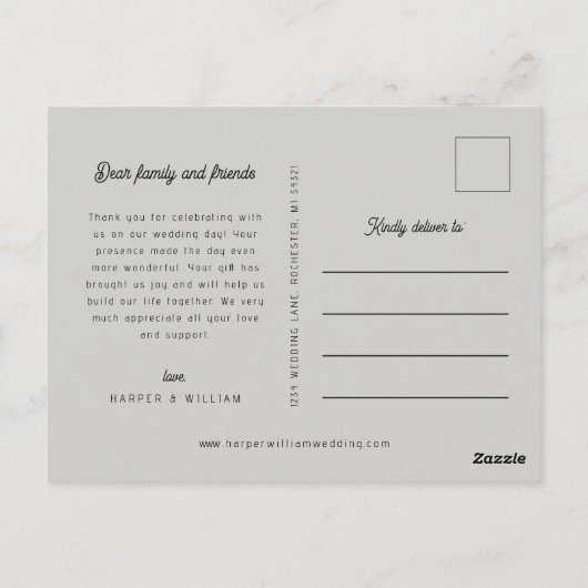 オレンジラインアート結婚の花の感謝してい写真 ポストカード (裏面)