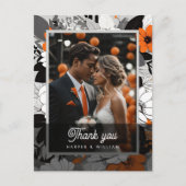 オレンジラインアート結婚の花の感謝してい写真 ポストカード (正面)