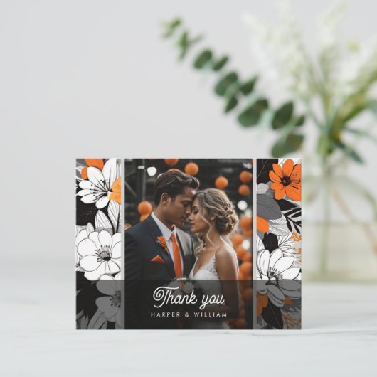 オレンジラインアート結婚の花の感謝してい写真 ポストカード (スタンド正面)