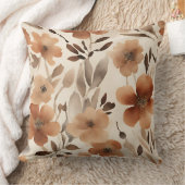 オレンジラストブラウンベージュウォーター色フローラ クッション (ブランケット)