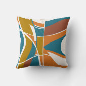 オレンジラスト金ゴールドターコイズホワイトスワーリング抽象芸術 クッション (裏面)