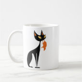 オレンジラットを保持する黒猫 コーヒーマグカップ (左)
