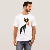 オレンジラットを保持する黒猫 Tシャツ (正面フル)