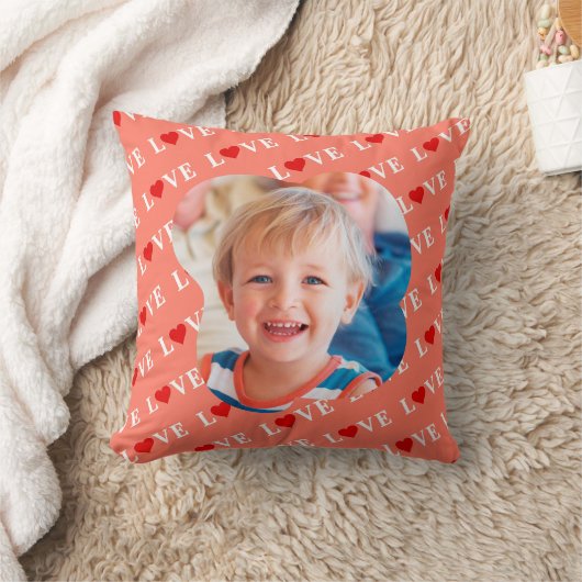 オレンジラブハート クッション (ブランケット)