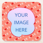 オレンジラブハート スクエアペーパーコースター (正面)