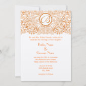 オレンジラブバード反射結婚式招待状 招待状 (裏面)